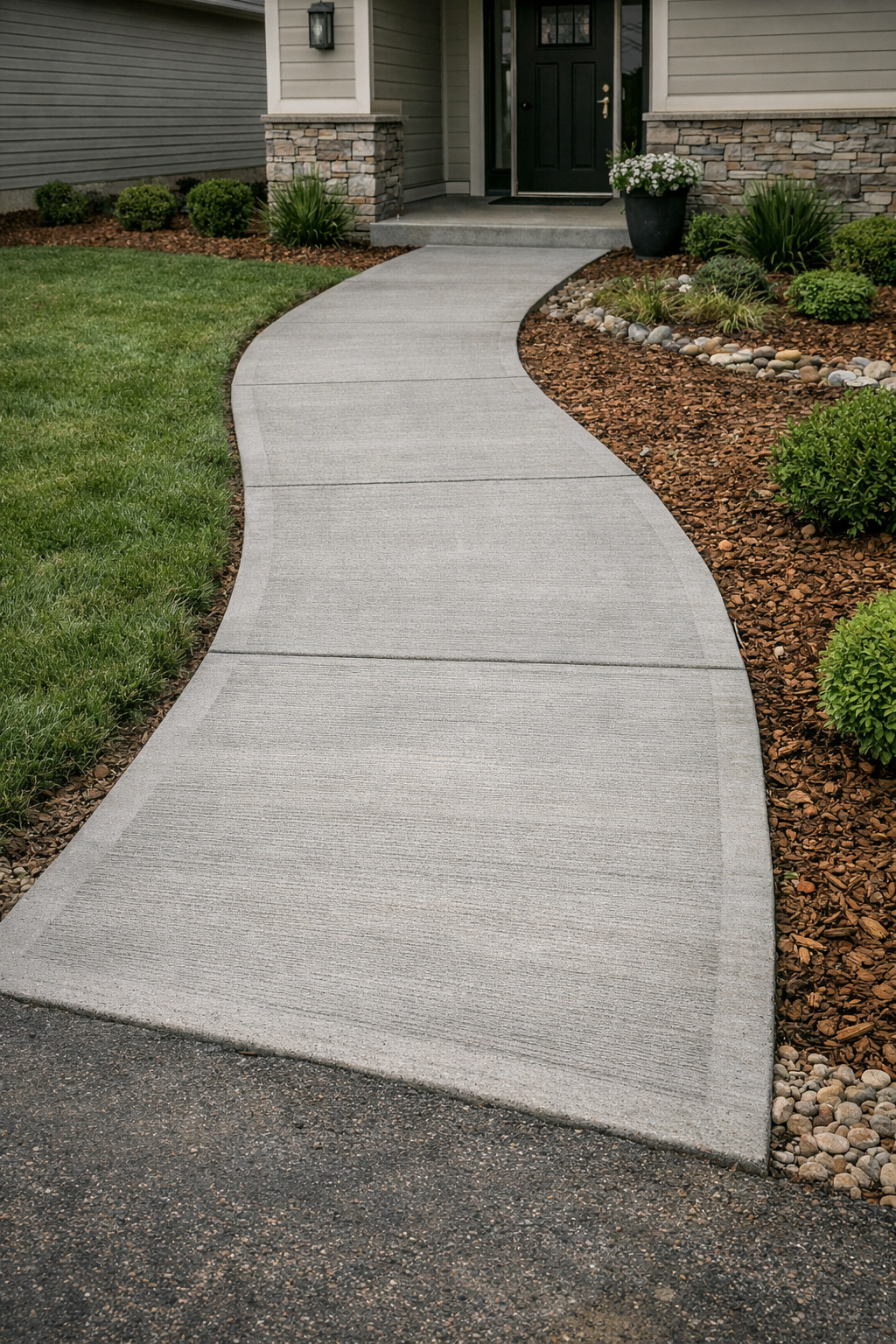 Clean concrete sidewalk and walkway